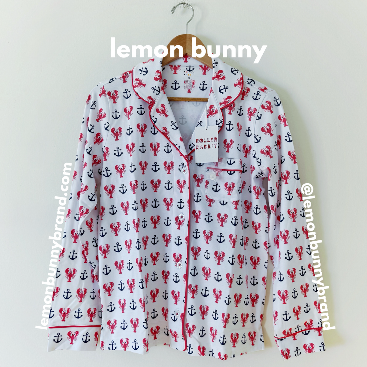 Roller Rabbit Anchors Away Long Sleeve Polo Pajamas in Red, Size S (Version 1)