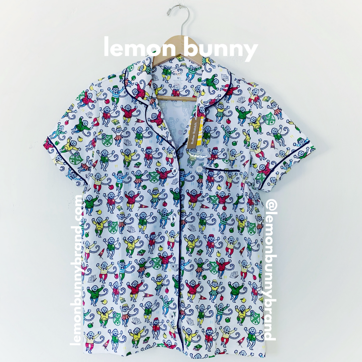 Roller Rabbit Back To School Monkey Polo Pajamas in Multi, Size M