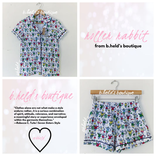Roller Rabbit Back To School Monkey Polo Pajamas in Multi, Size XS