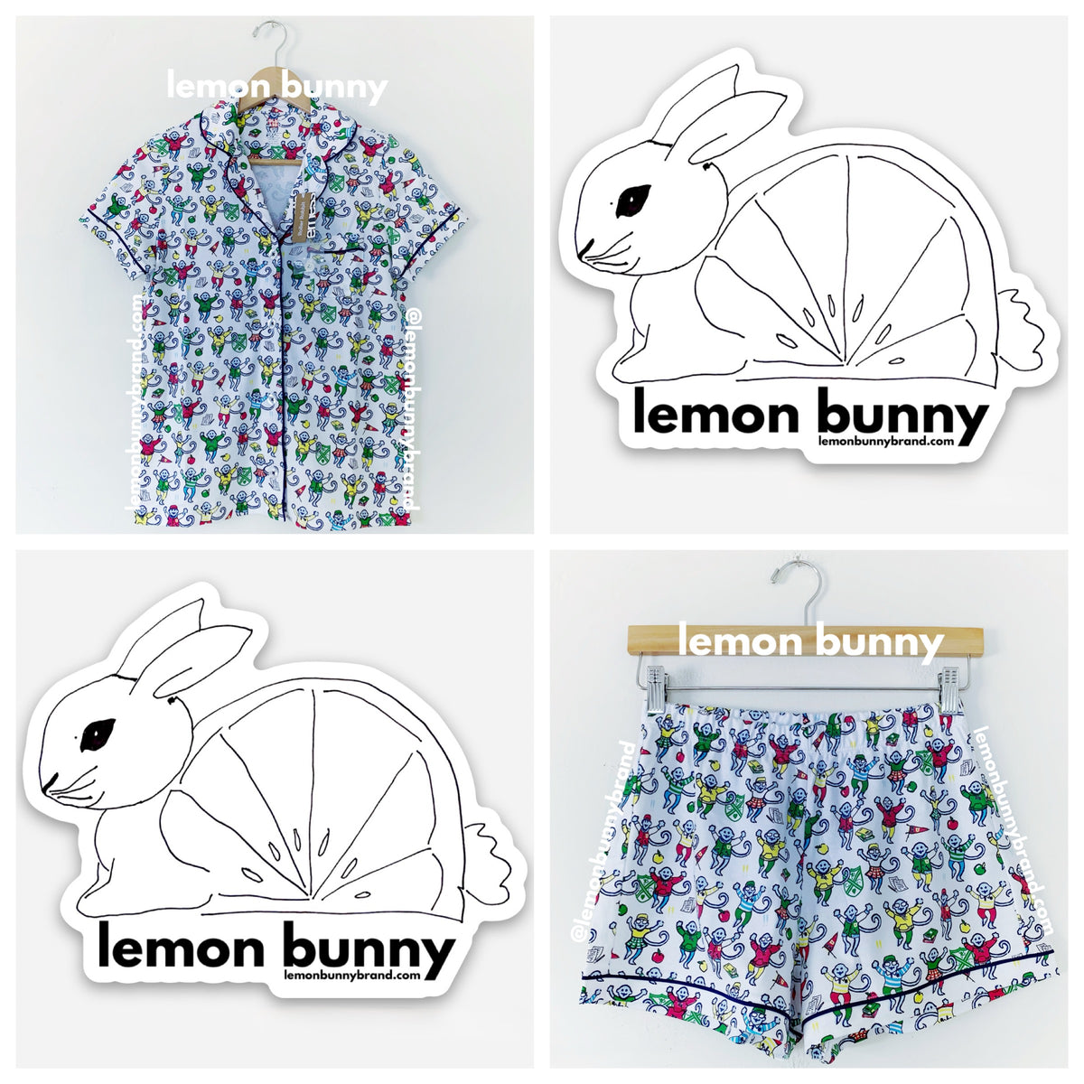 Roller Rabbit Back To School Monkey Polo Pajamas in Multi, Size XS