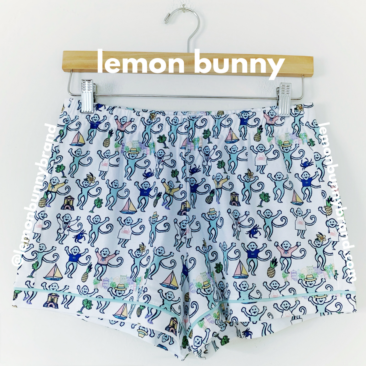 Roller Rabbit Charleston Monkey Polo Pajamas in White, Size S
