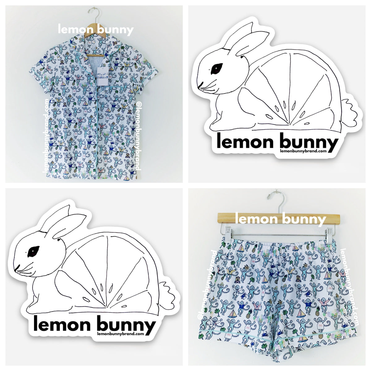 Roller Rabbit Charleston Monkey Polo Pajamas in White, Size XS (Version 1)