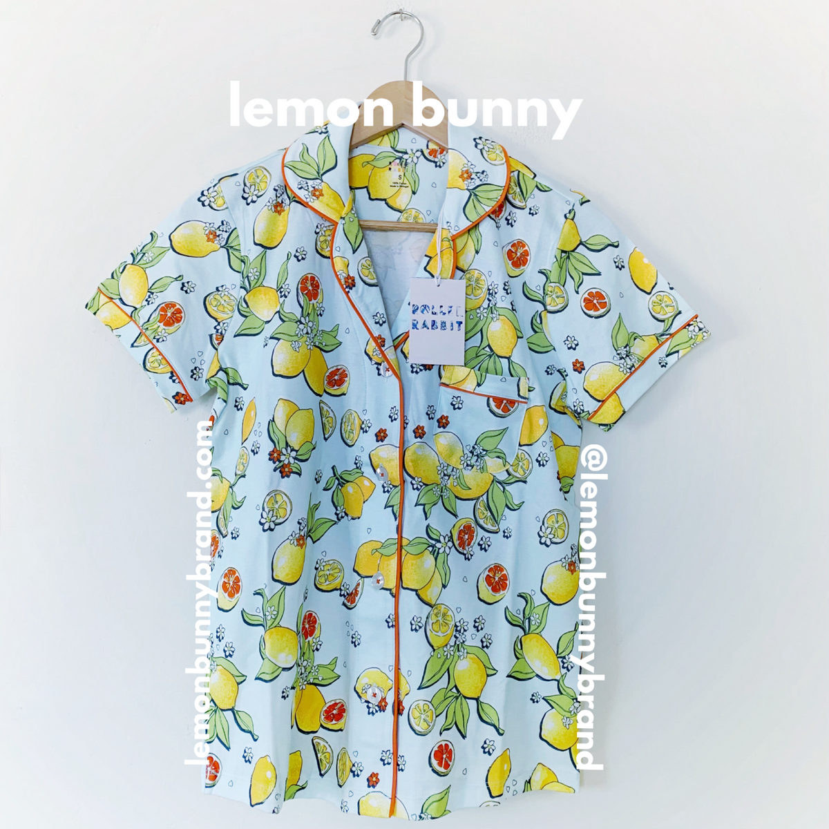 Roller Rabbit Citrus Hearts Polo Pajamas in Light Blue, Size S