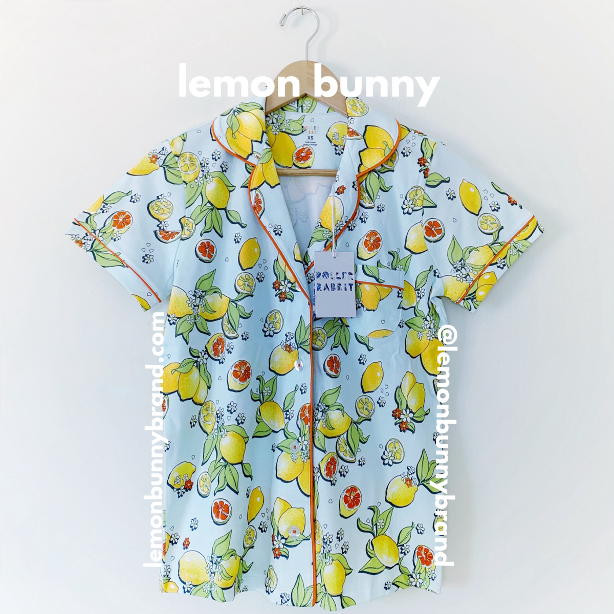 Roller Rabbit Citrus Hearts Polo Pajamas in Light Blue, Size XS