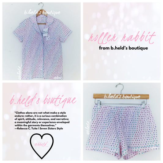 Roller Rabbit Disco Hearts Polo Pajamas in Lilac, Size S