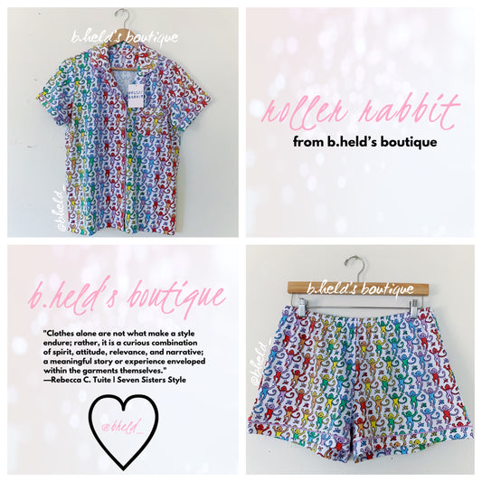 Roller Rabbit Disco Monkey Polo Pajamas in Rainbow, Size M