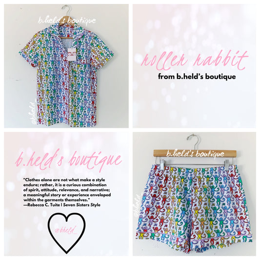 Roller Rabbit Disco Monkey Polo Pajamas in Rainbow, Size S