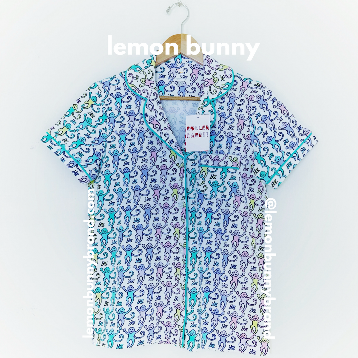 Roller Rabbit Disco Monkey Polo Pajamas in Mermaid, Size S (Version 1)