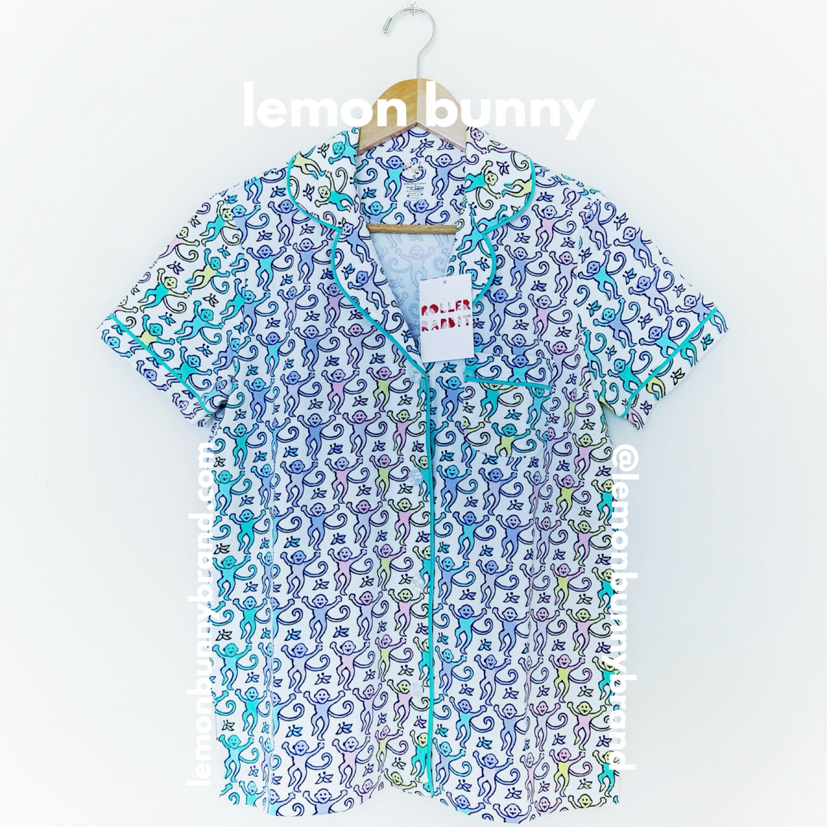 Roller Rabbit Disco Monkey Polo Pajamas in Mermaid, Size S (Version 2)