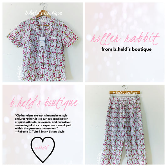 Roller Rabbit Freddy Flamingo Liza Set Pajamas in Pink, Size XS