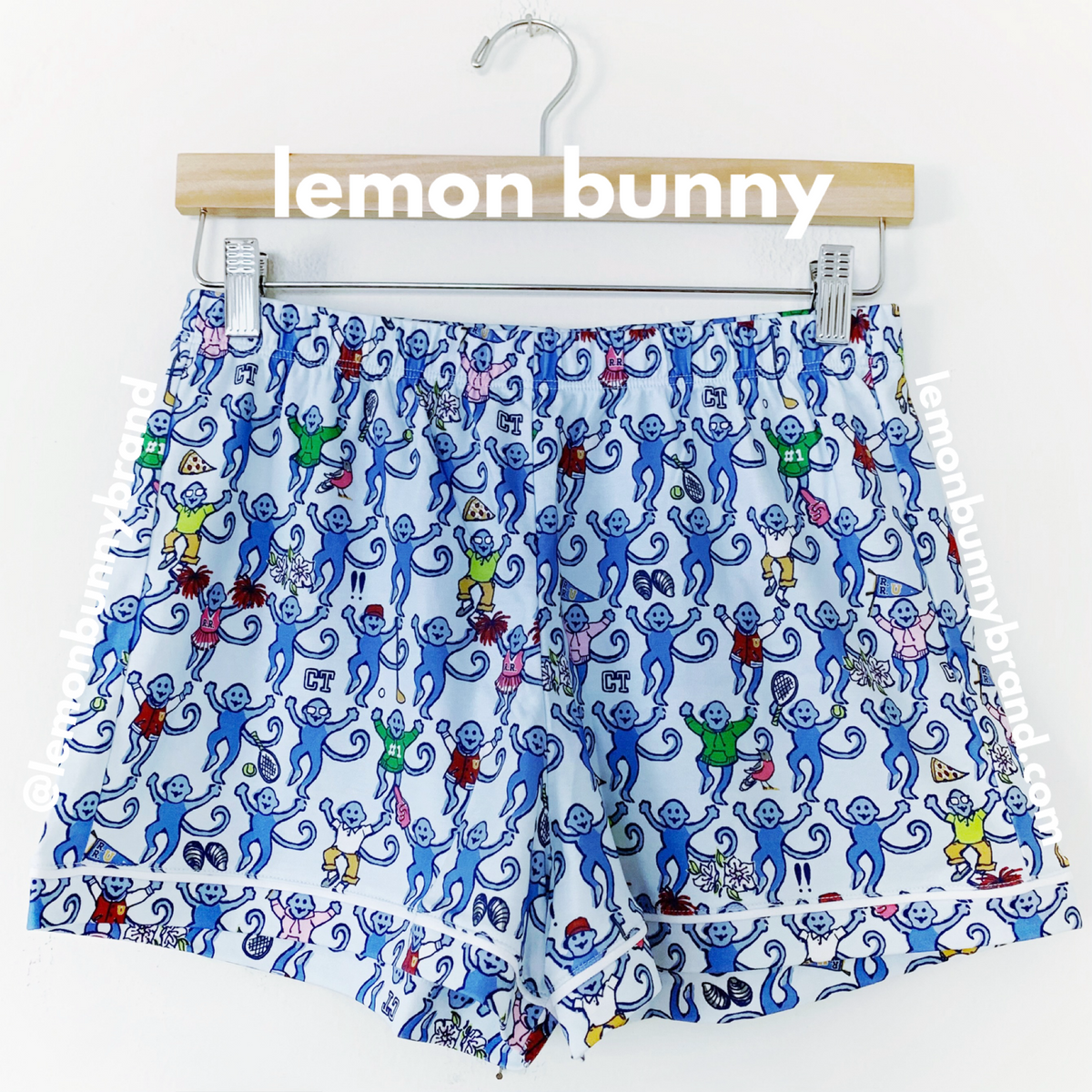 Roller Rabbit Greenwich Monkey Polo Pajamas in Blue, Size S