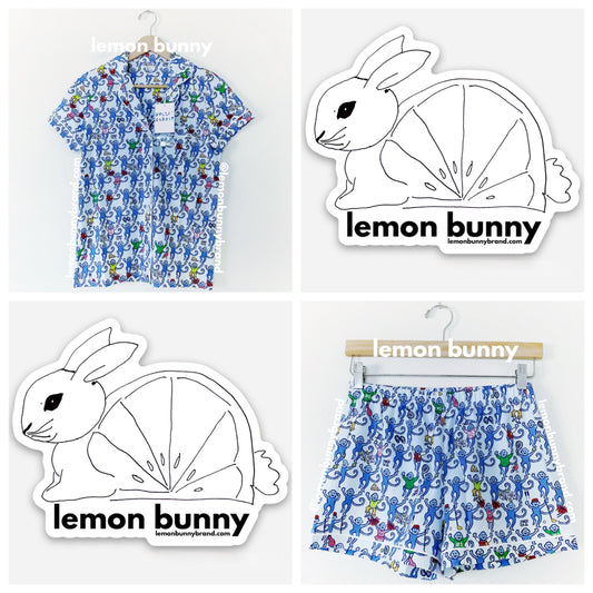 Roller Rabbit Greenwich Monkey Polo Pajamas in Blue, Size XS (Version 1)