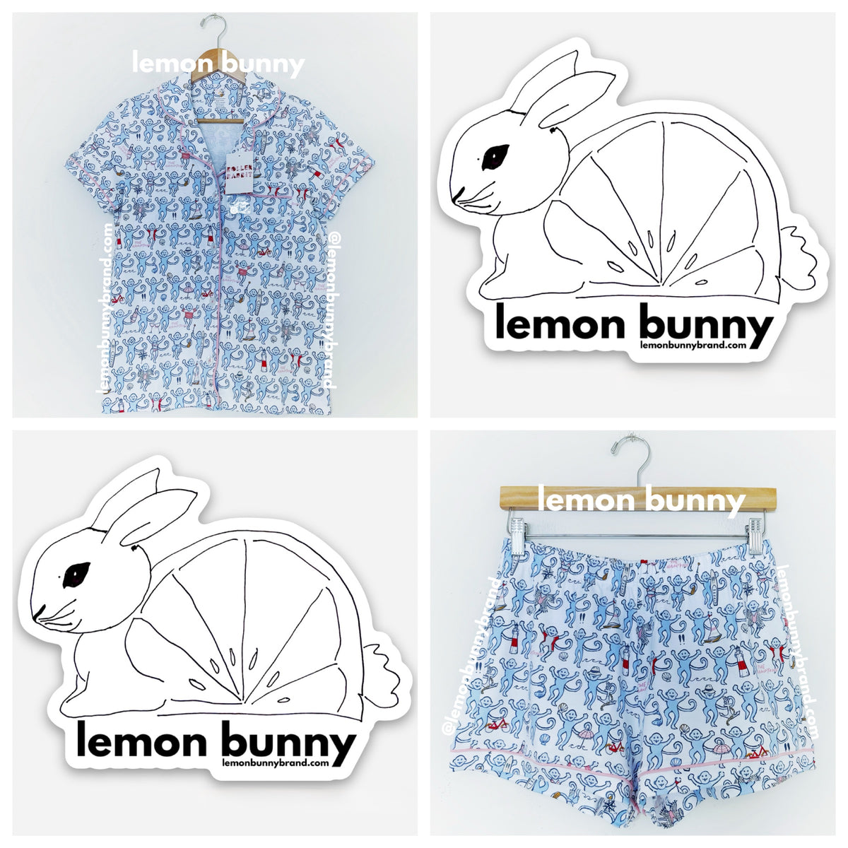 Roller Rabbit Hamptons Monkey Polo Pajamas in Blue, Size S (Version 1)