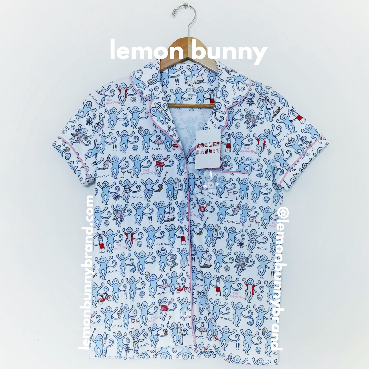 Roller Rabbit Hamptons Monkey Polo Pajamas in Blue, Size XS