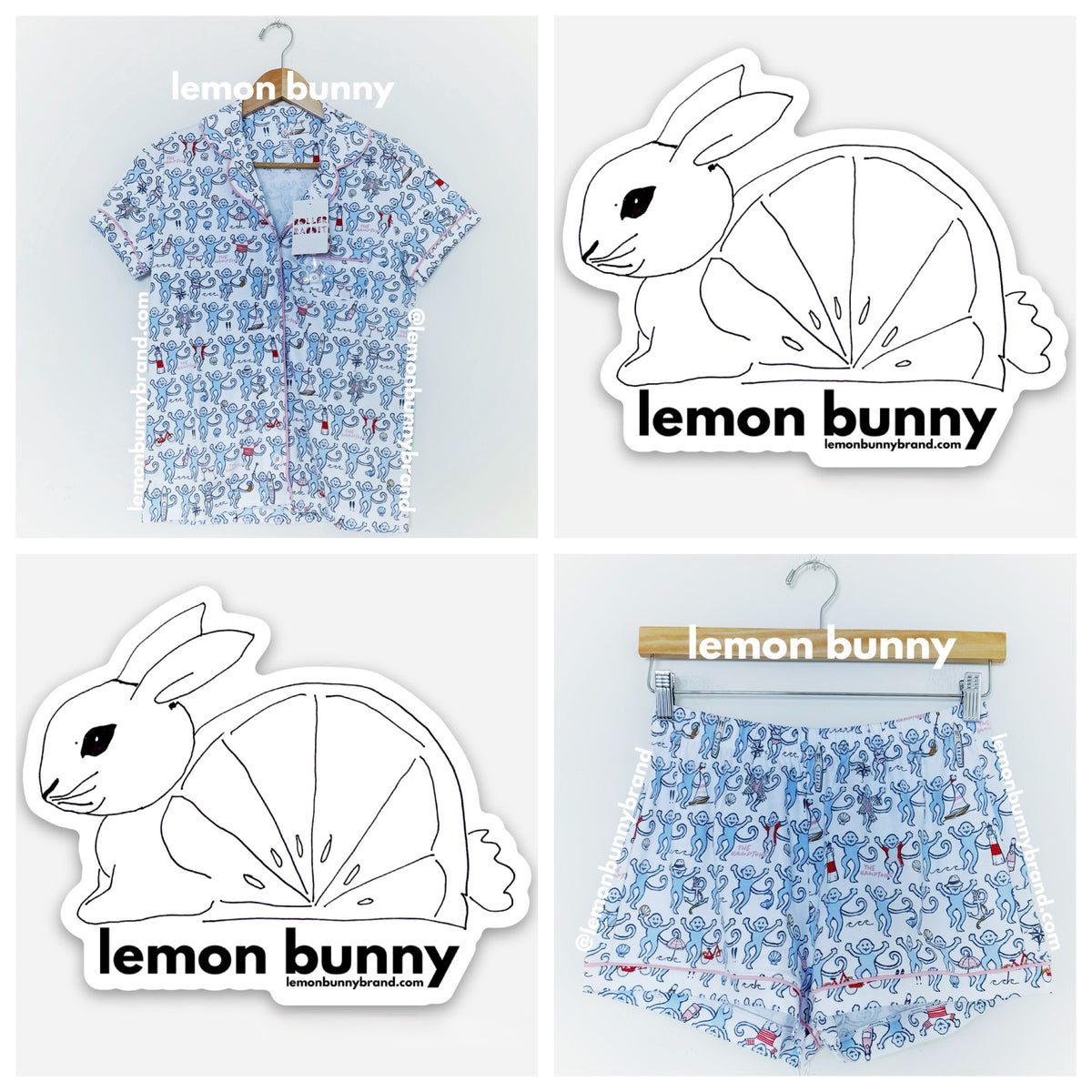 Roller Rabbit Hamptons Monkey Polo Pajamas in Blue, Size XS