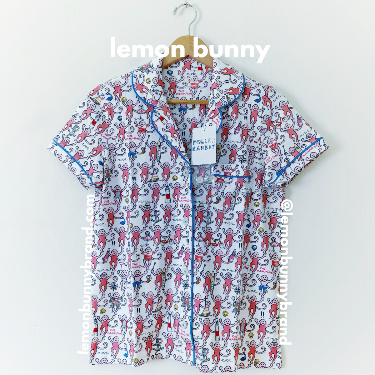 Roller Rabbit Hamptons Monkey Polo Pajamas in Pink, Size S