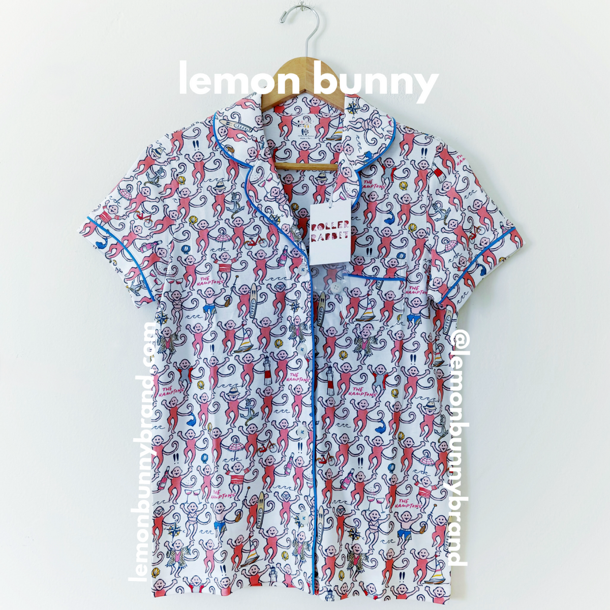 Roller Rabbit Hamptons Monkey Polo Pajamas in Pink, Size XS (Version 1)