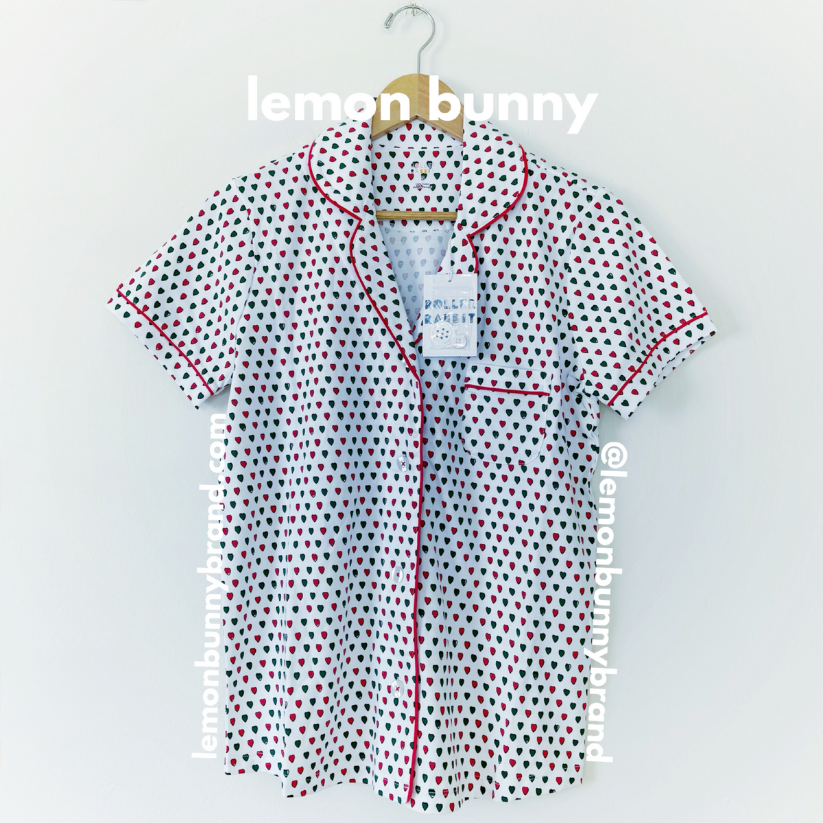 Roller Rabbit Holiday Hearts Polo Pajamas in Red/Green, Size S (Version 1)