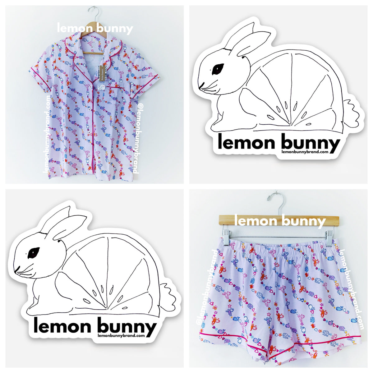 Roller Rabbit Icon Wave Polo Pajamas in Lavender, Size M