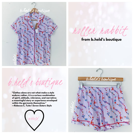 Roller Rabbit Icon Wave Polo Pajamas in Lavender, Size S