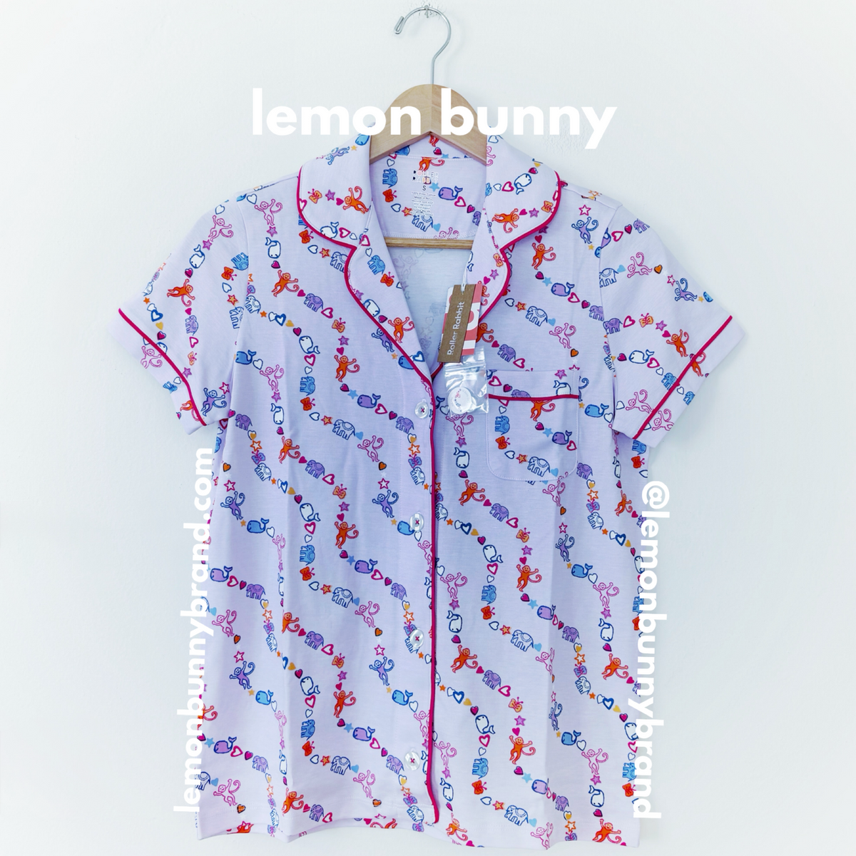 Roller Rabbit Icon Wave Polo Pajamas in Lavender, Size S (Version 1)