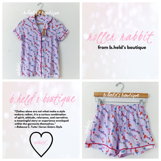 Roller Rabbit Icon Wave Polo Pajamas in Lavender, Size XS