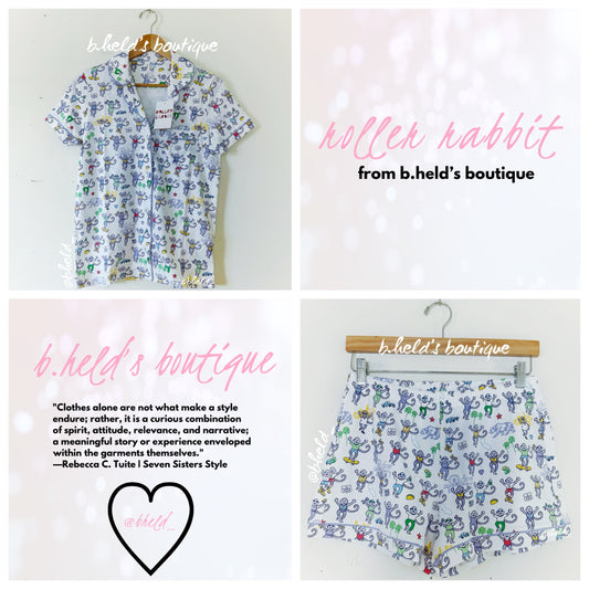 Roller Rabbit LA Monkey Polo Pajamas in White, Size S