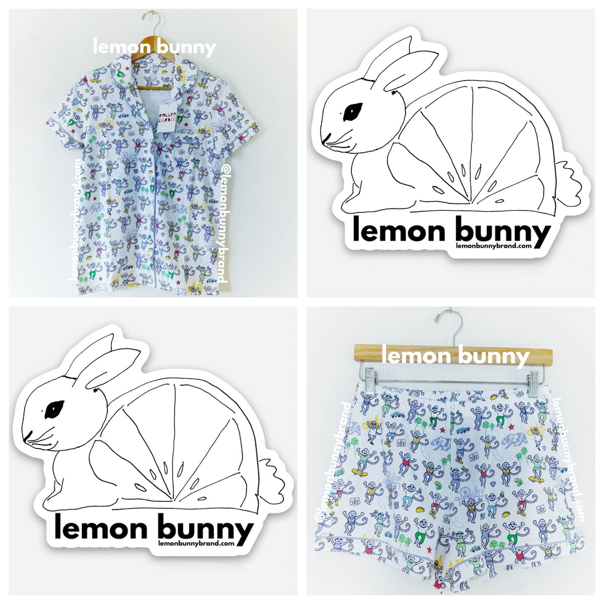 Roller Rabbit LA Monkey Polo Pajamas in White, Size S (Version 1)