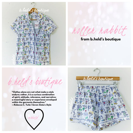 Roller Rabbit LA Monkey Polo Pajamas in White, Size XS