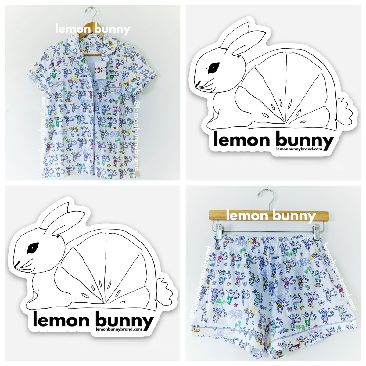 Roller Rabbit LA Monkey Polo Pajamas in White, Size XS (Version 1)