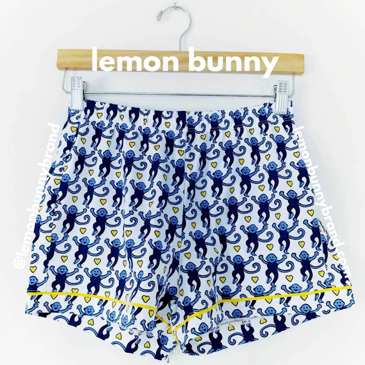 Roller Rabbit Lovely Monkey Polo Pajamas in Blue/Yellow, Size XS