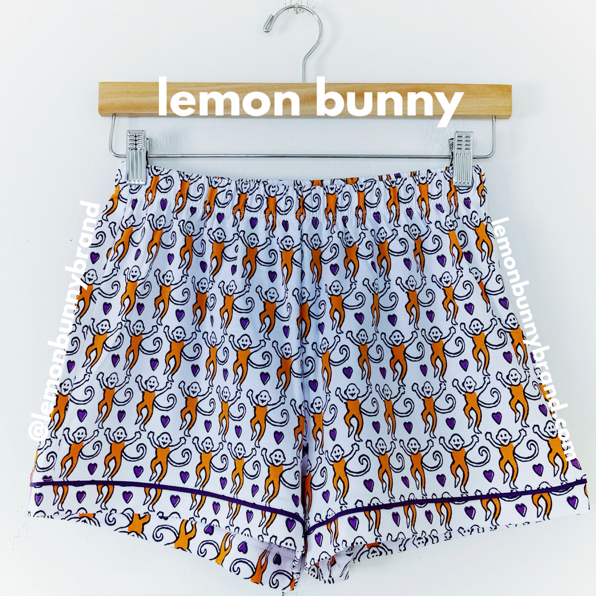 Roller Rabbit Lovely Monkey Polo Pajamas in Orange/Purple, Size XS