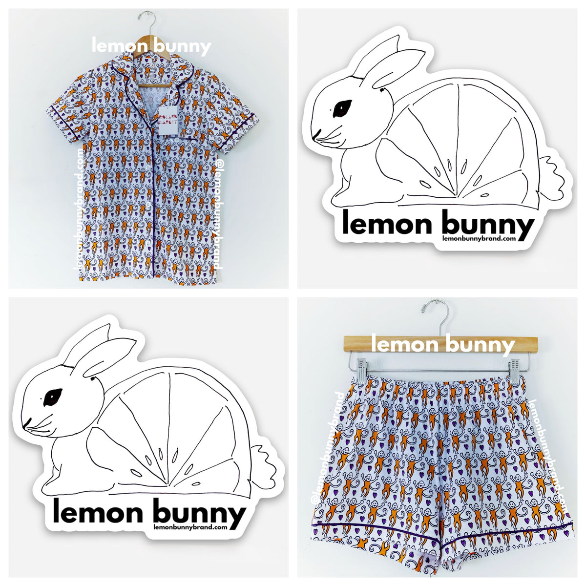 Roller Rabbit Lovely Monkey Polo Pajamas in Orange/Purple, Size XS