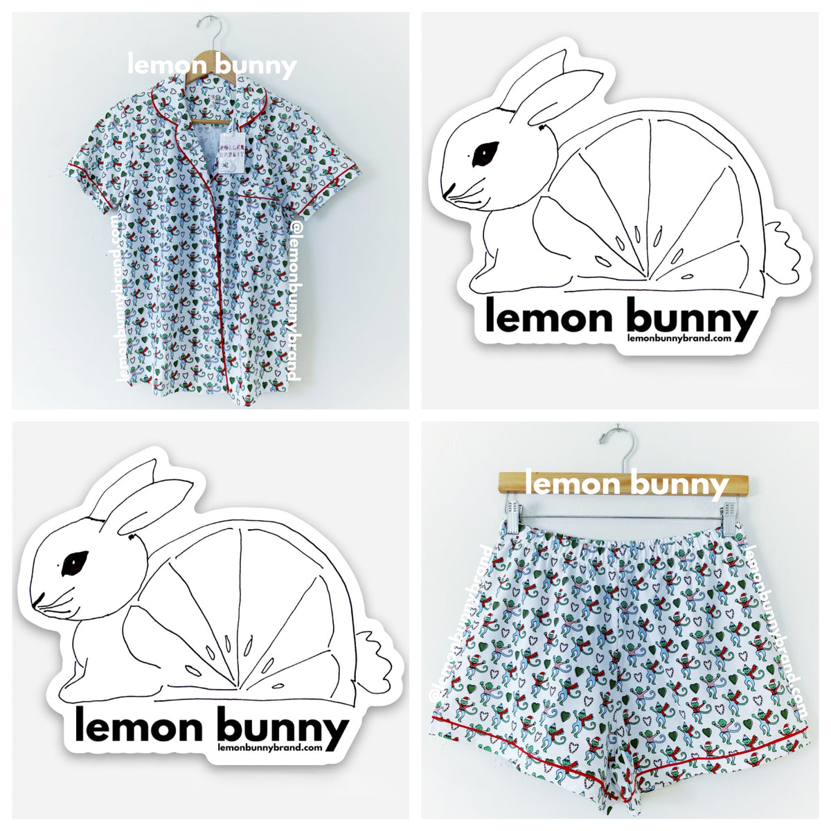 Roller Rabbit Merry Monkey Polo Pajamas in White, Size S