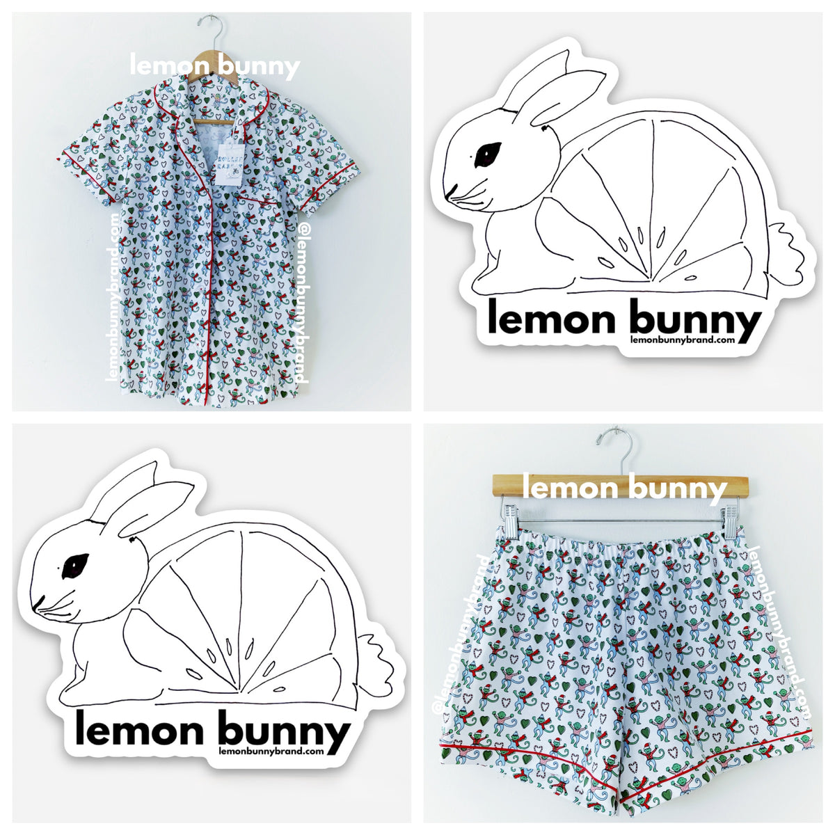Roller Rabbit Merry Monkey Polo Pajamas in White, Size XS & S