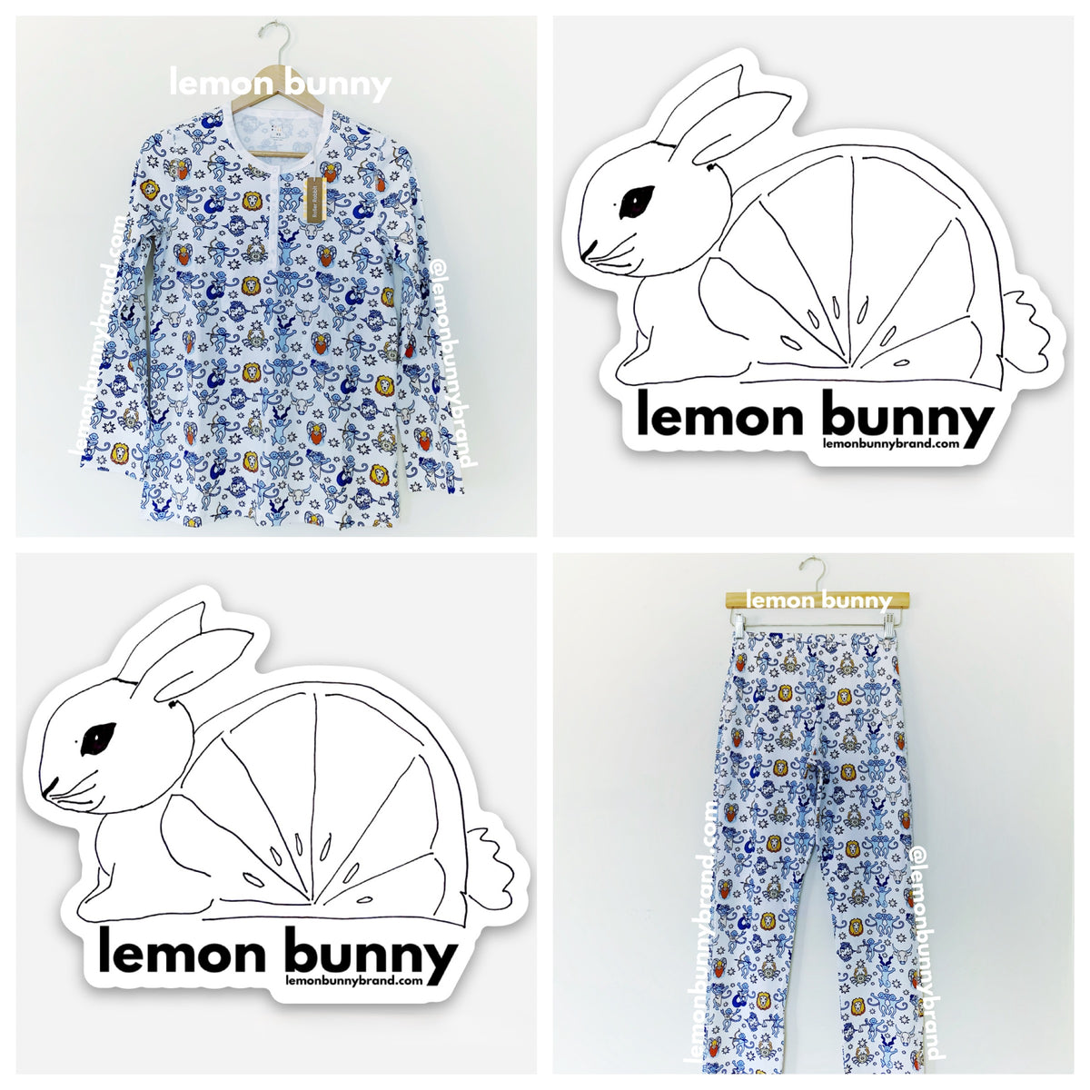 Roller Rabbit Monkey Horoscope Pajamas in White, Size XS