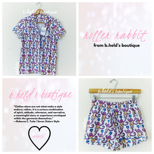 Roller Rabbit Monkey Love Polo Pajamas in White, Size XS