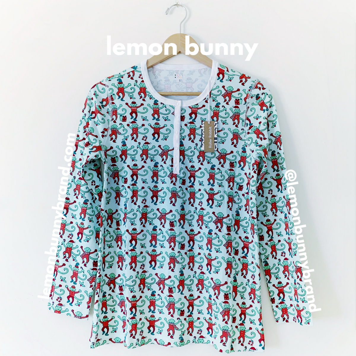 Roller Rabbit Monkey Mas Pajamas in Mint, Size S (Version 1)