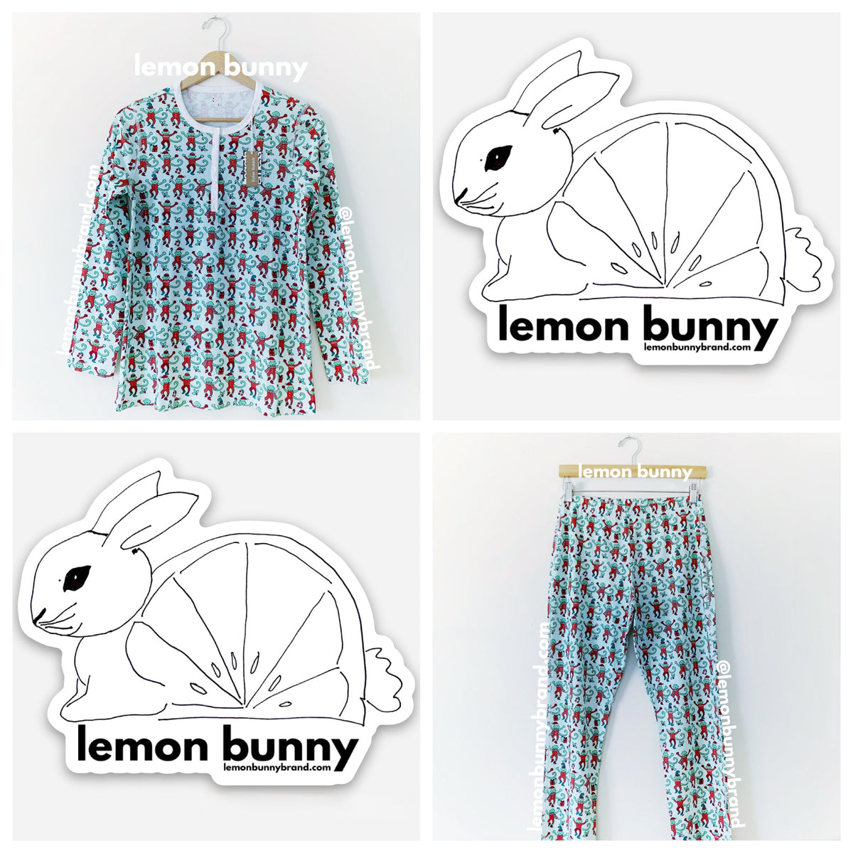 Roller Rabbit Monkey Mas Pajamas in Mint, Size S (Version 1)