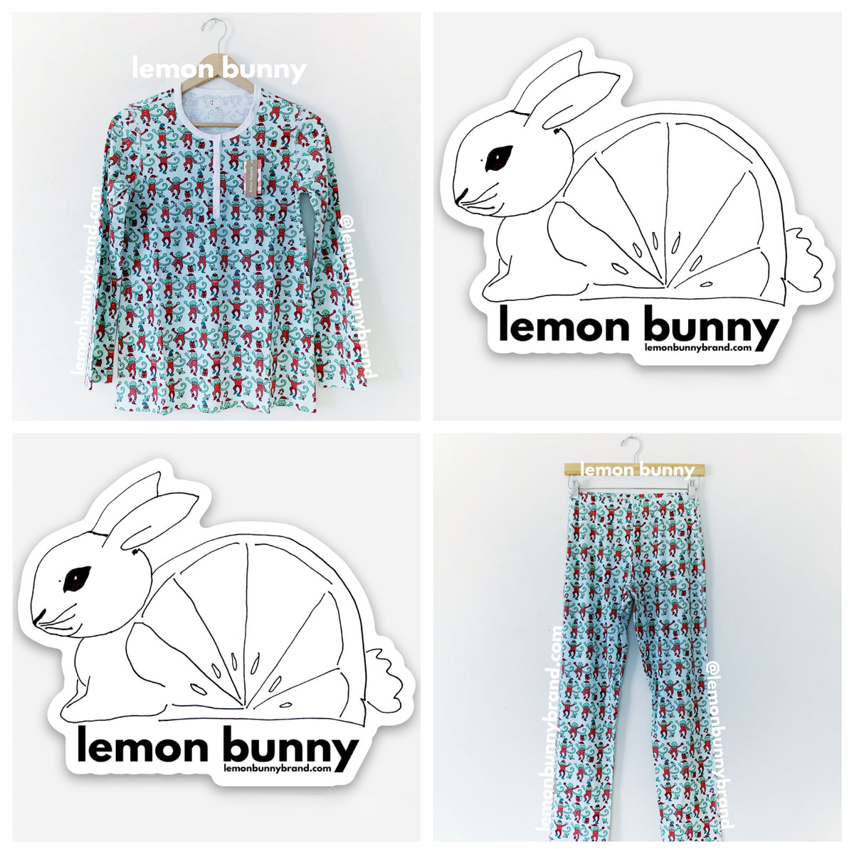 Roller Rabbit Monkey Mas Pajamas in Mint, Size XS