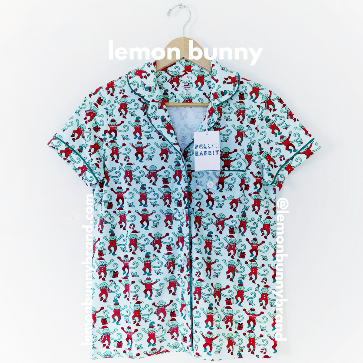 Roller Rabbit Monkey Mas Polo Pajamas in Mint, Size XS (Version 1)