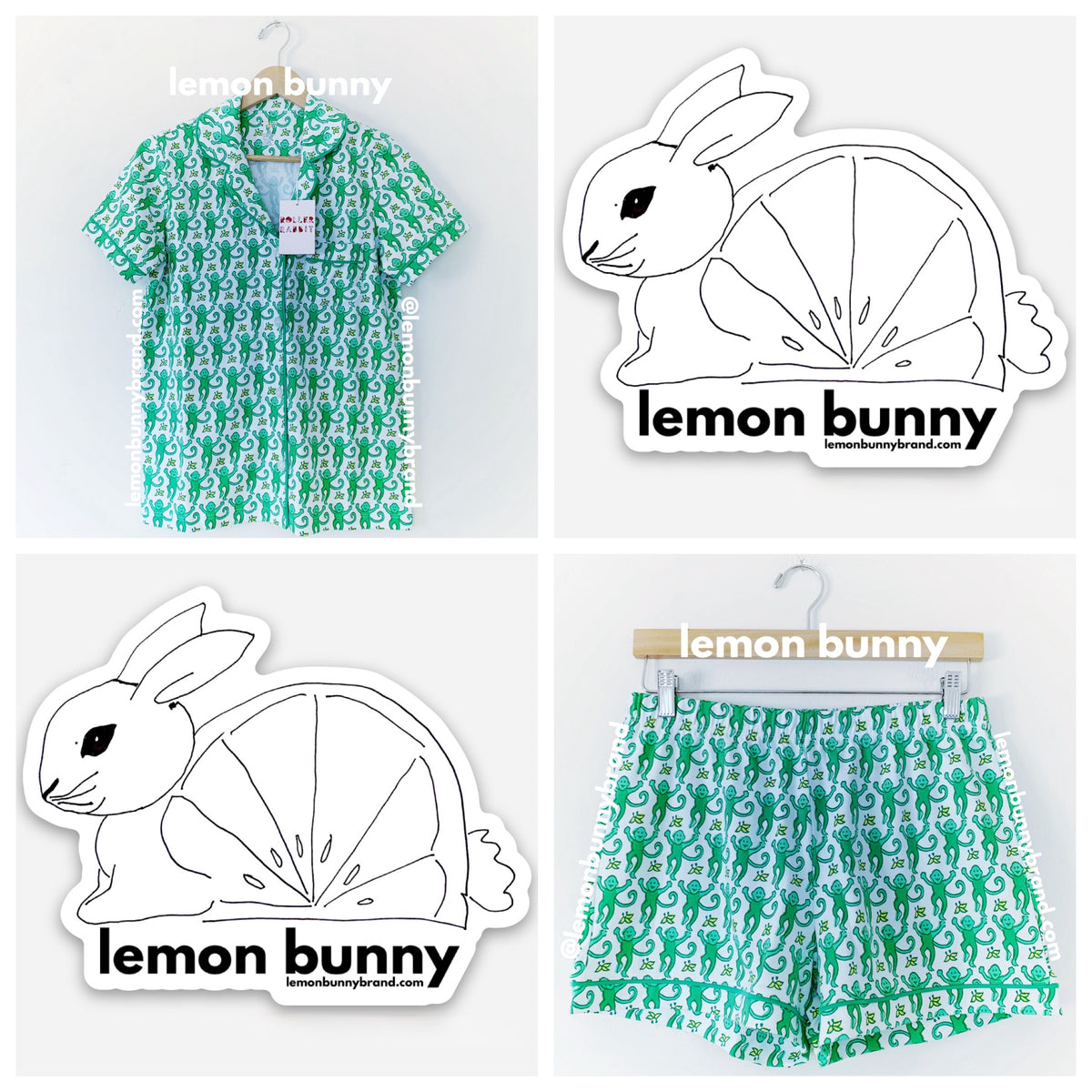 Roller Rabbit Monkey Polo Pajamas in Emerald, Size S