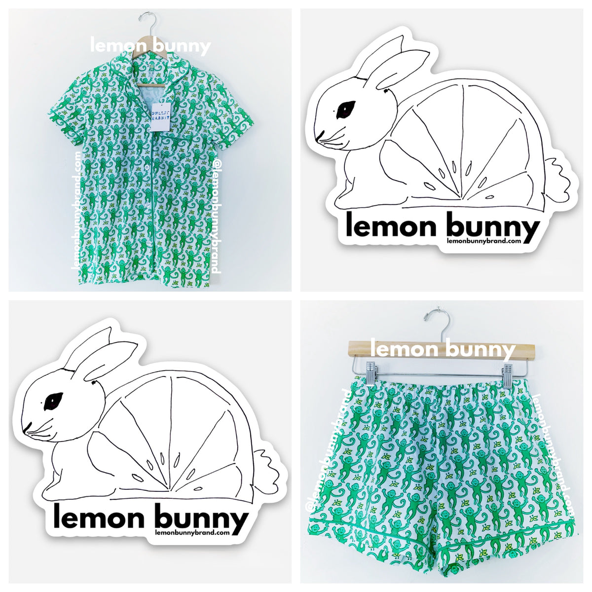 Roller Rabbit Monkey Polo Pajamas in Emerald, Size XS