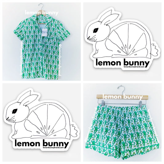 Roller Rabbit Monkey Polo Pajamas in Emerald, Size XS