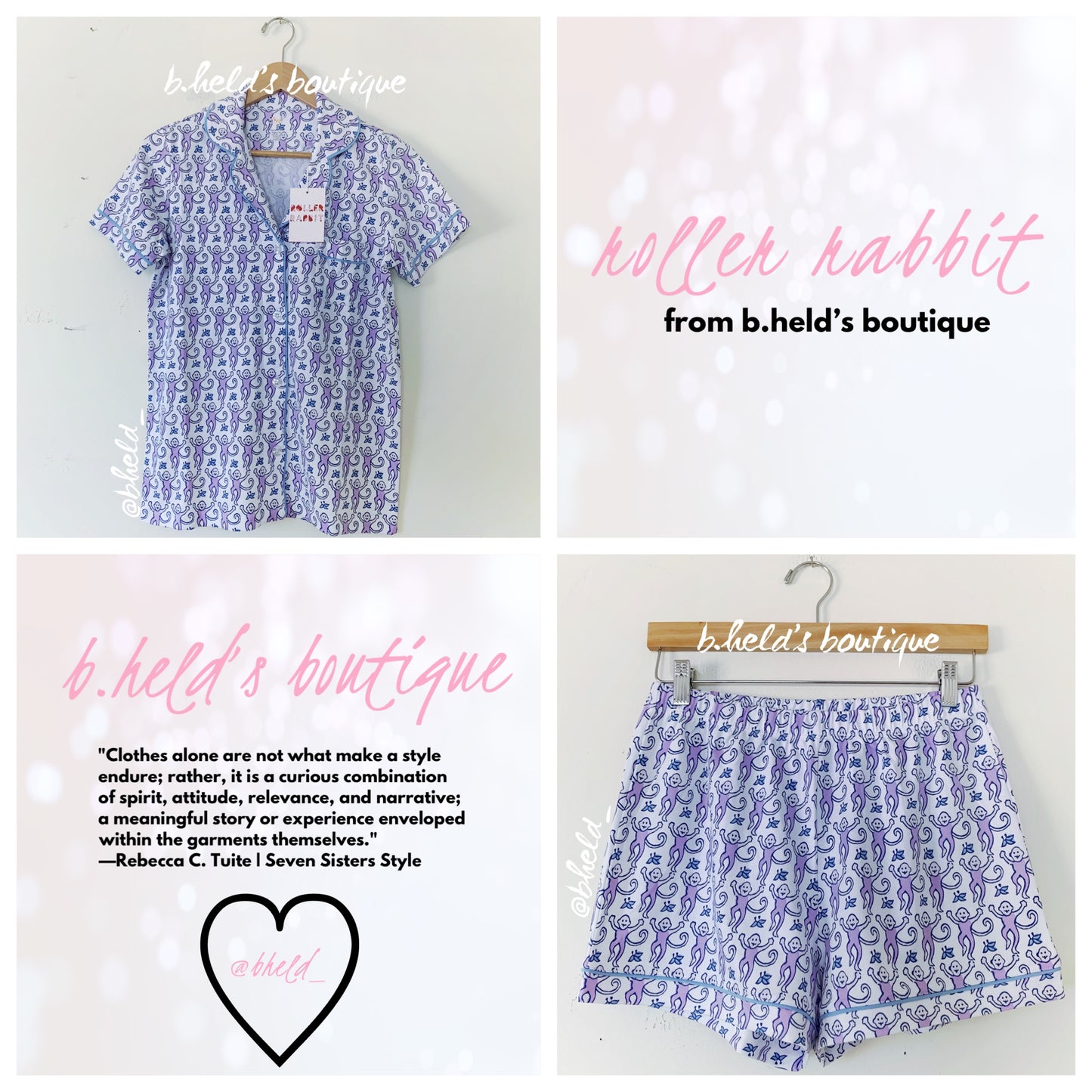 Roller Rabbit Monkey Polo Pajamas in Lavender, Size S