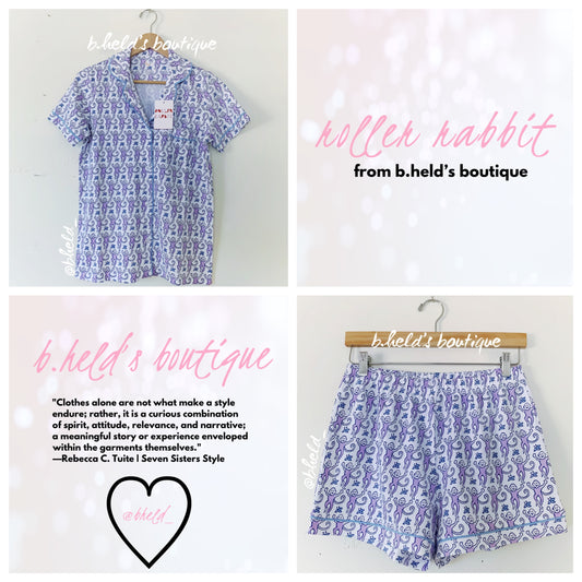 Roller Rabbit Monkey Polo Pajamas in Lavender, Size S