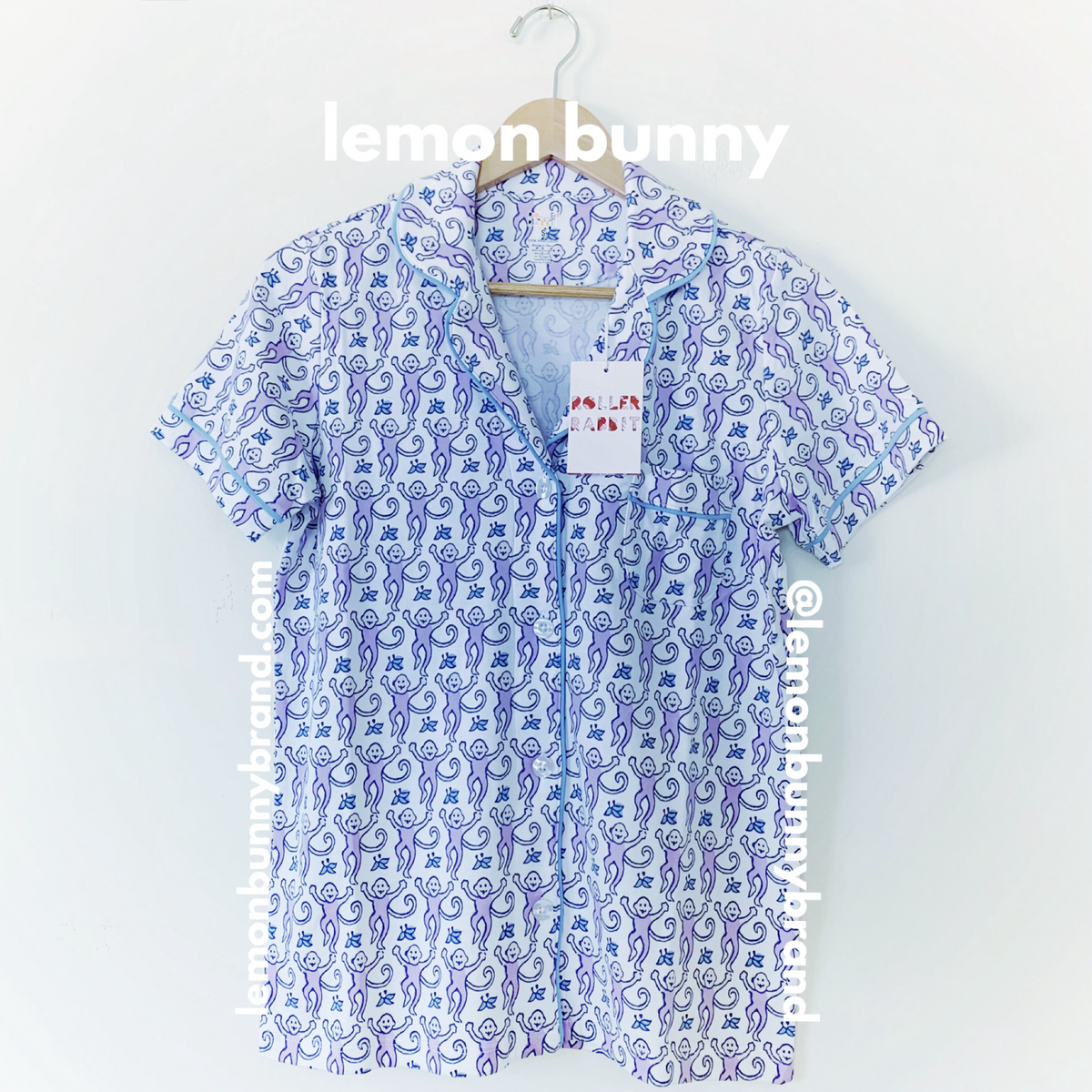 Roller Rabbit Monkey Polo Pajamas in Lavender, Size S (Version 1)