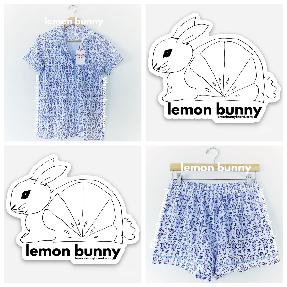 Roller Rabbit Monkey Polo Pajamas in Lavender, Size S (Version 1)