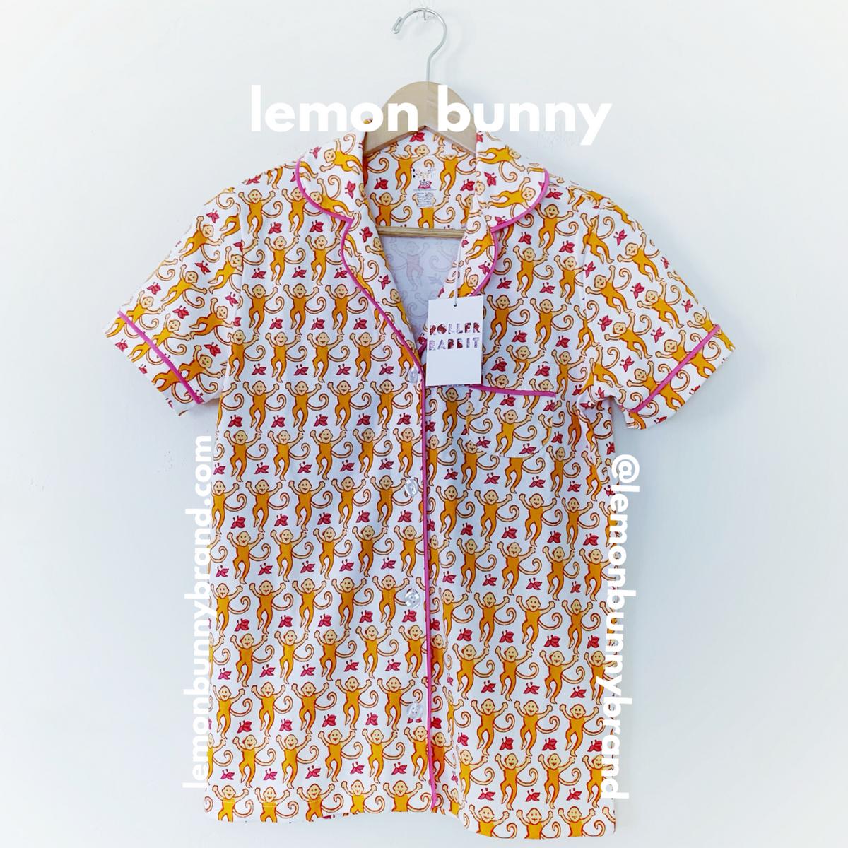Roller Rabbit Monkey Polo Pajamas in Orange, Size XS