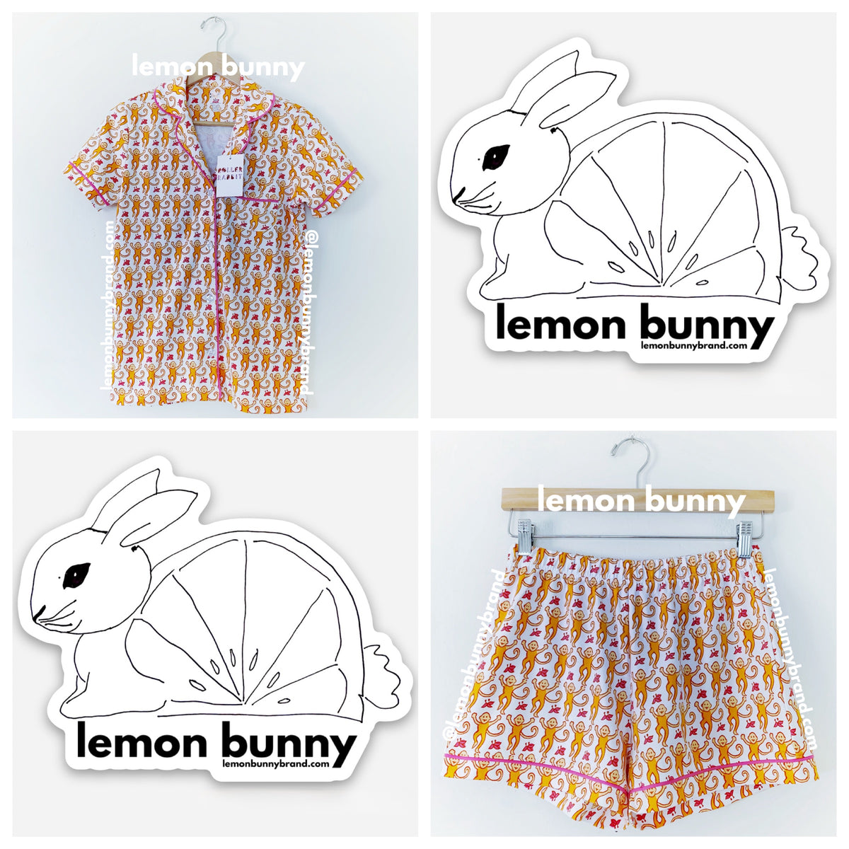 Roller Rabbit Monkey Polo Pajamas in Orange, Size XS
